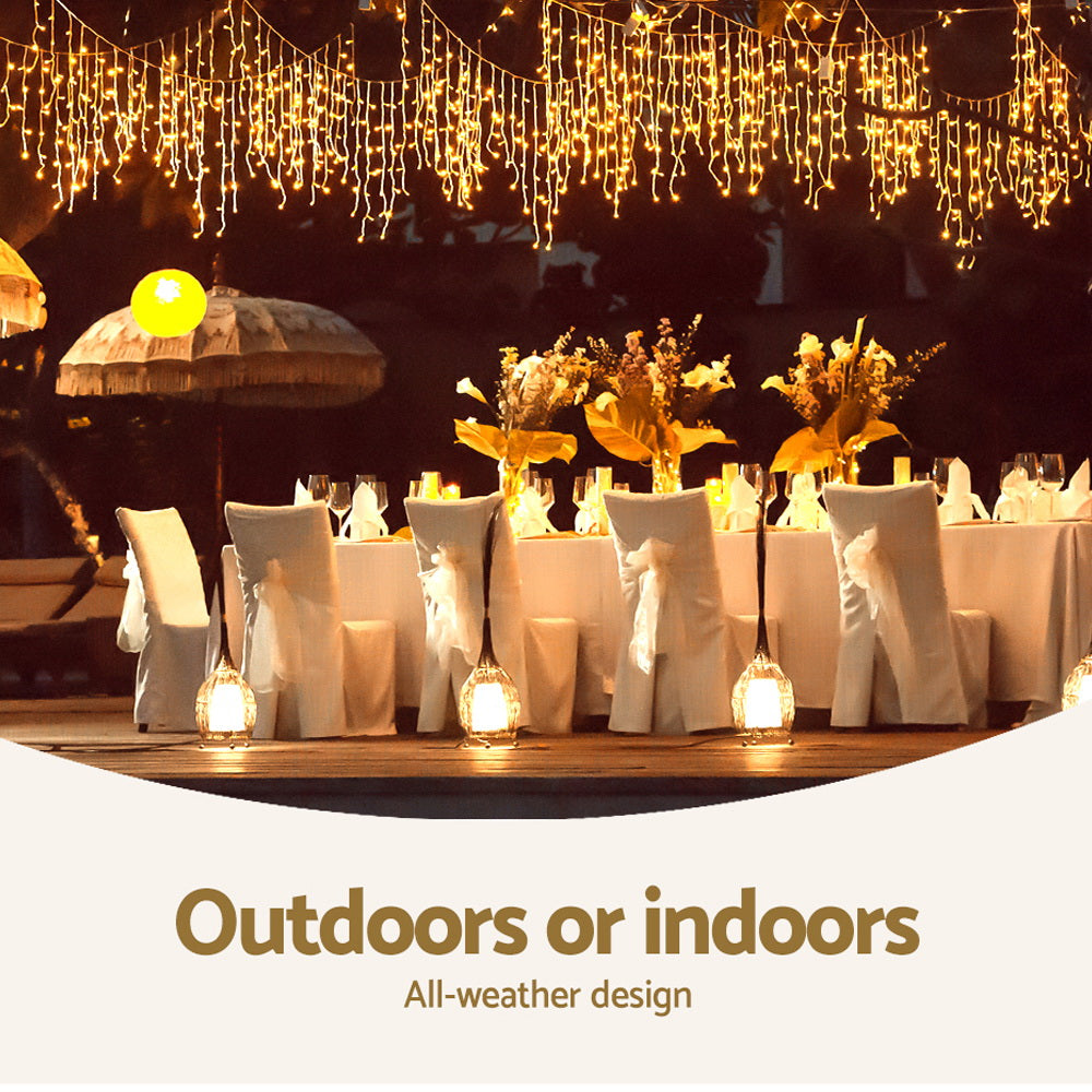 Outdoor Decorations & Lights: 12.5M Christmas Lights Solar Icicle String Light Warm White Jingle Jollys