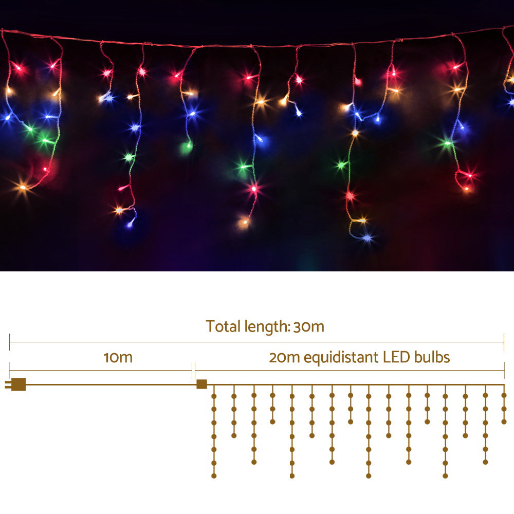 Outdoor Decorations & Lights: 20M Christmas Lights Icicle Light 800 LED Multi-coloured Jingle Jollys