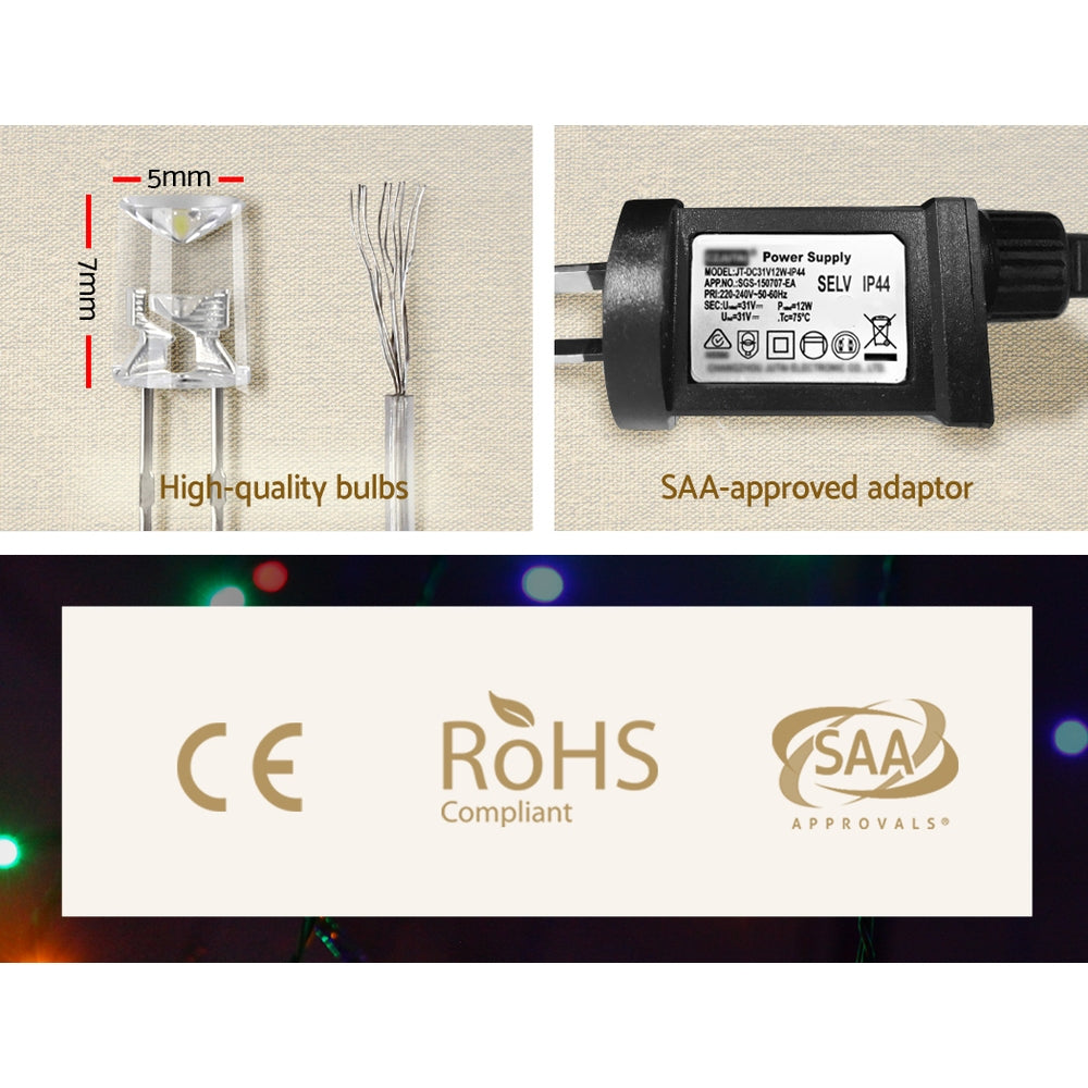 Outdoor Decorations & Lights: 20M Christmas Lights Icicle Light 800 LED Blue White Decor Jingle Jollys