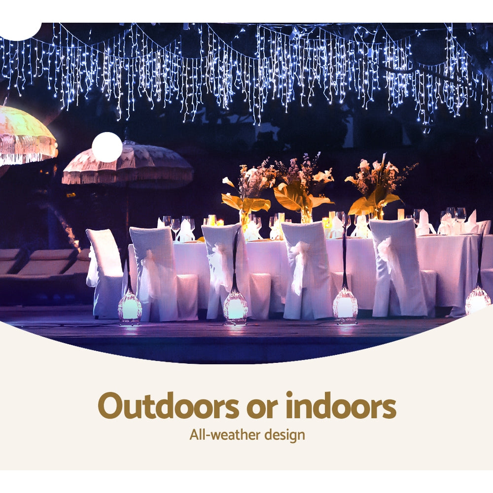 Outdoor Decorations & Lights: 20M Christmas Lights Icicle Light 800 LED Blue White Decor Jingle Jollys