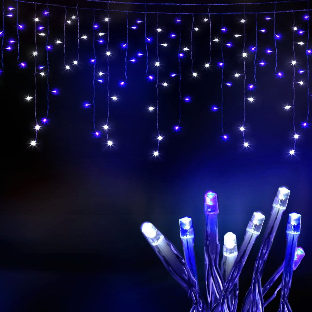 Outdoor Decorations & Lights: 20M Christmas Lights Icicle Light 800 LED Blue White Decor Jingle Jollys