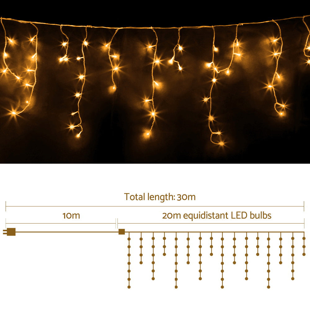 Outdoor Decorations & Lights: 20M Christmas Lights Icicle Light 800 LED Warm White Decor Jingle Jollys