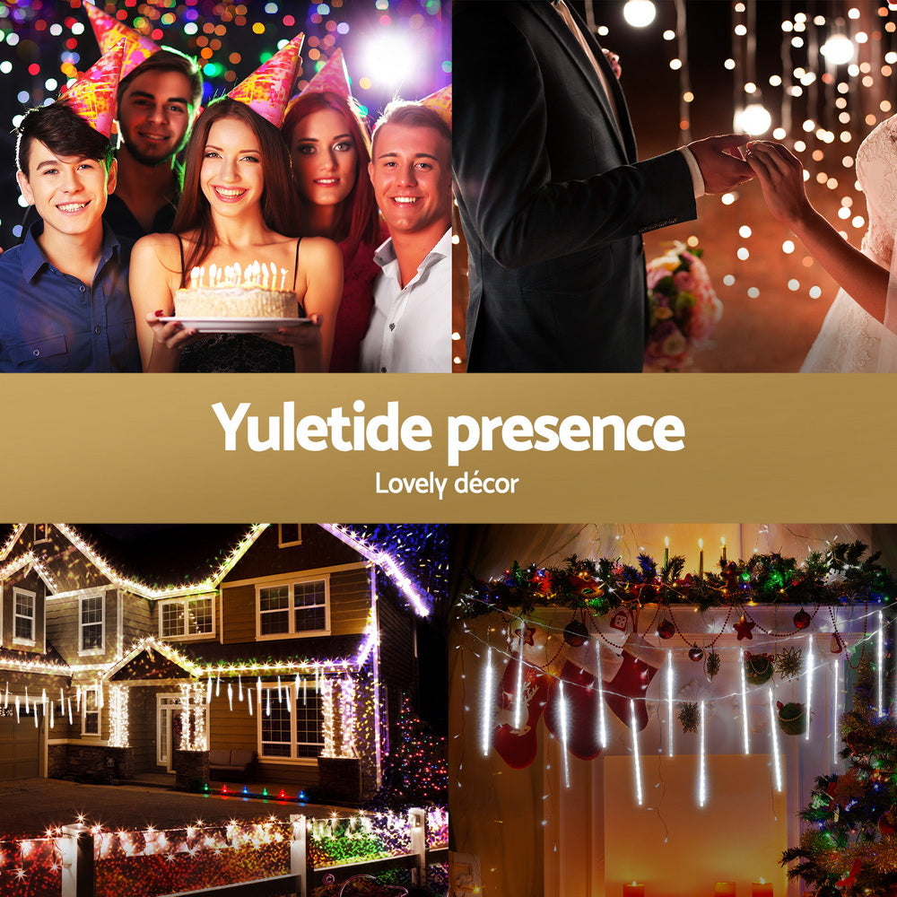 Outdoor Decorations & Lights: Jingle Jollys 7M Christmas Lights Shower Light 288 LED Icicle Falling Metor
