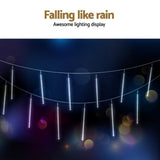 Outdoor Decorations & Lights: Jingle Jollys 7M Christmas Lights Shower Light 288 LED Icicle Falling Metor