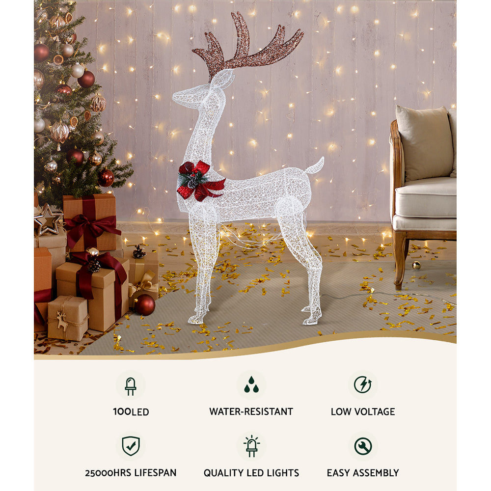 Outdoor Decorations & Lights: 1.5M Christmas Lights Reindeer 100 LED Decorations Jingle Jollys