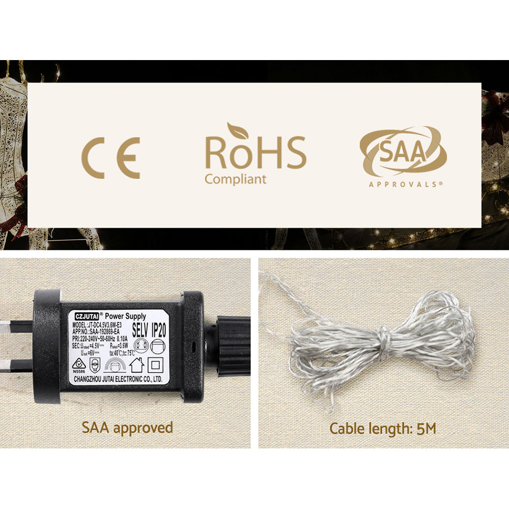 Outdoor Decorations & Lights: 1.5M Christmas Lights Reindeer 100 LED Decorations Jingle Jollys
