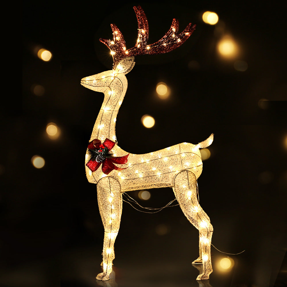 Outdoor Decorations & Lights: 1.5M Christmas Lights Reindeer 100 LED Decorations Jingle Jollys