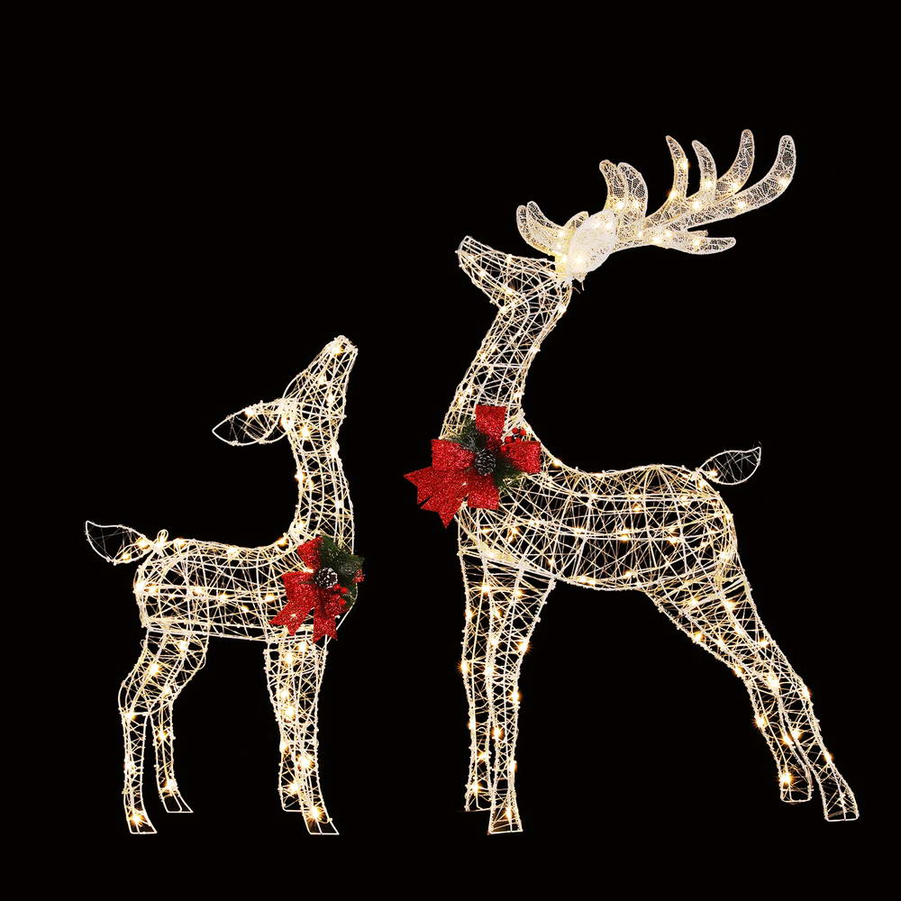 Outdoor Decorations & Lights: 2 PCS Christmas Lights 170 LED Fairy Light Reindeer Decorations Jingle Jollys