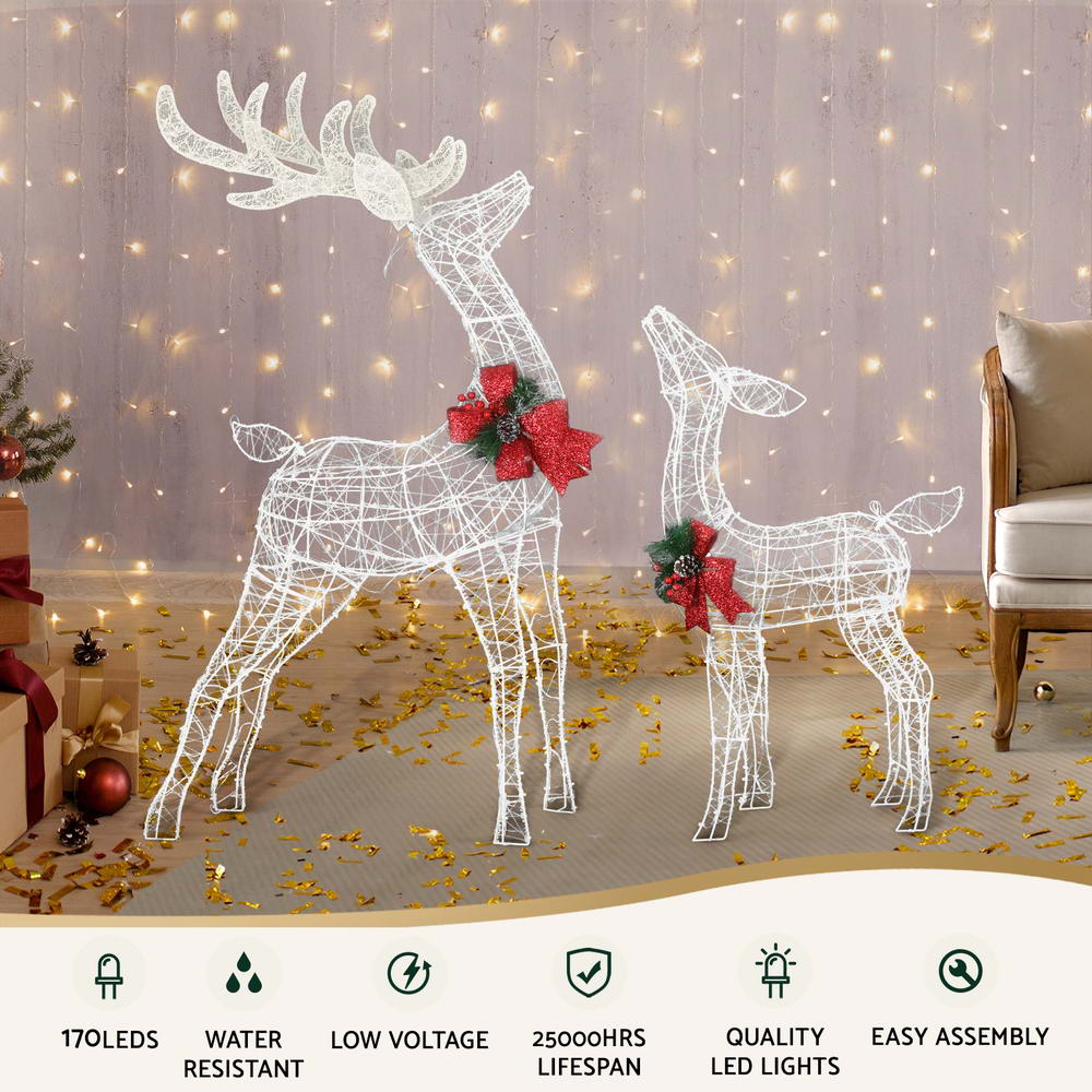 Outdoor Decorations & Lights: 2 PCS Christmas Lights 170 LED Fairy Light Reindeer Decorations Jingle Jollys
