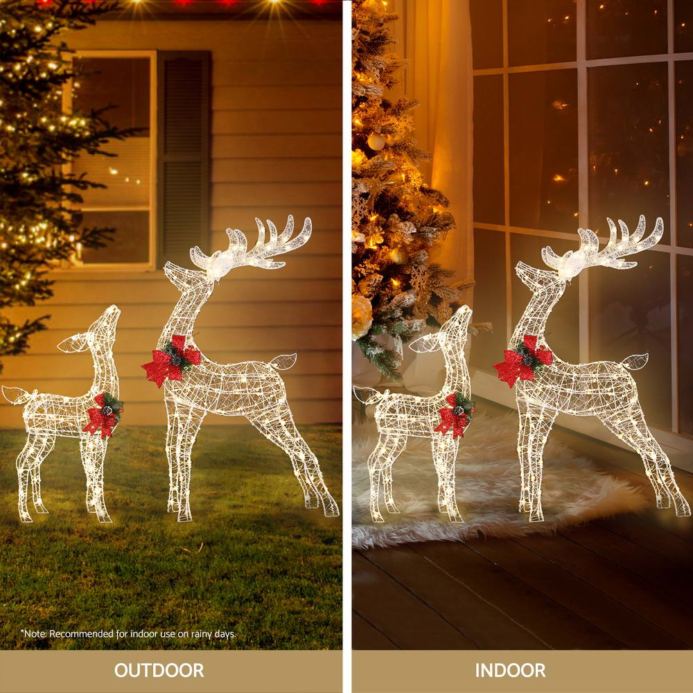 Outdoor Decorations & Lights: 2 PCS Christmas Lights 170 LED Fairy Light Reindeer Decorations Jingle Jollys