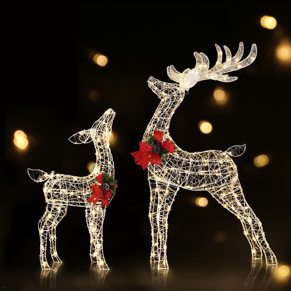 Outdoor Decorations & Lights: 2 PCS Christmas Lights 170 LED Fairy Light Reindeer Decorations Jingle Jollys