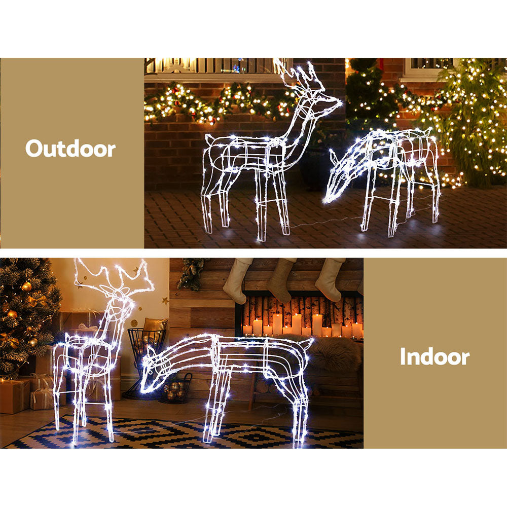 Outdoor Decorations & Lights: 2 PCS Christmas Lights Reindeers 200 LED Decorations Jingle Jollys