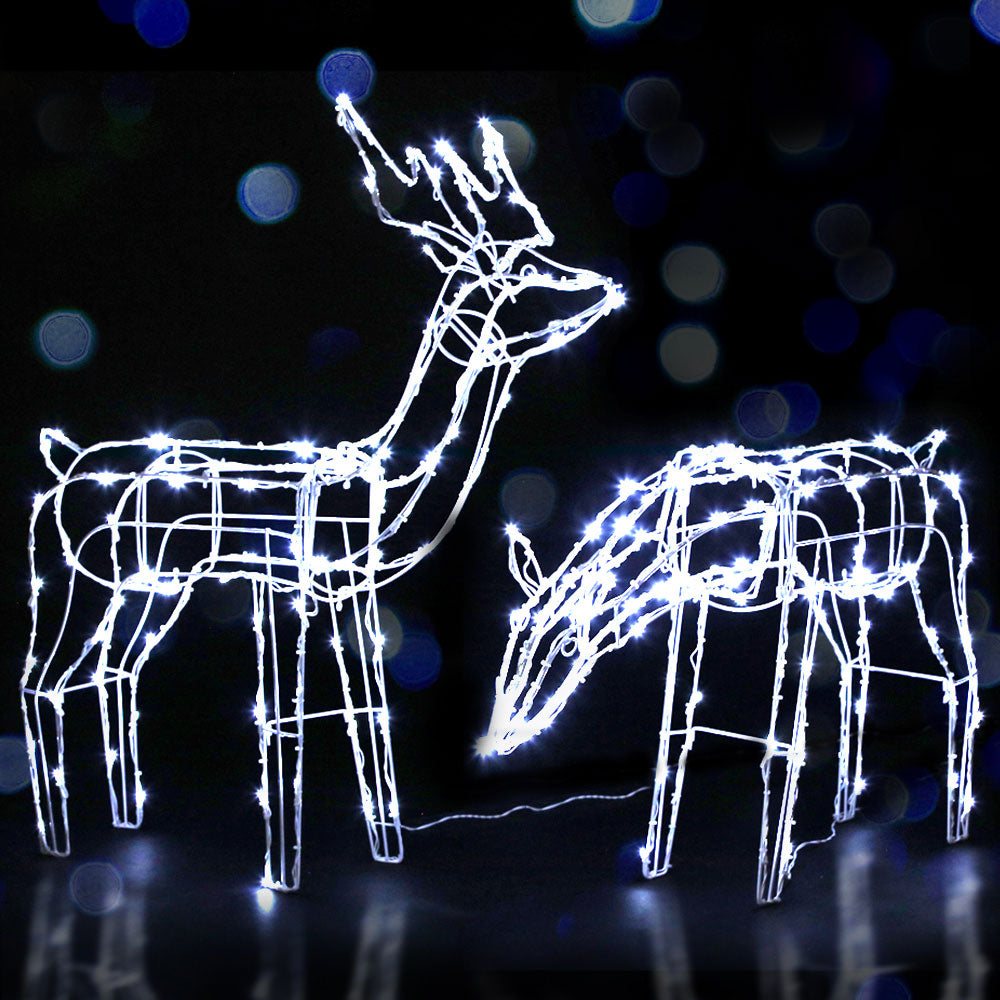 Outdoor Decorations & Lights: 2 PCS Christmas Lights Reindeers 200 LED Decorations Jingle Jollys