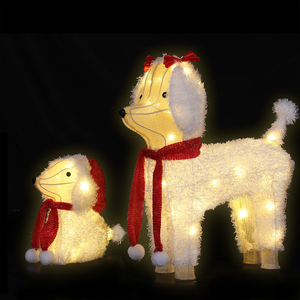 Outdoor Decorations & Lights: Jingle Jollys Christmas Lights 60 LED Fairy Light 2pcs Dog Decorations Set
