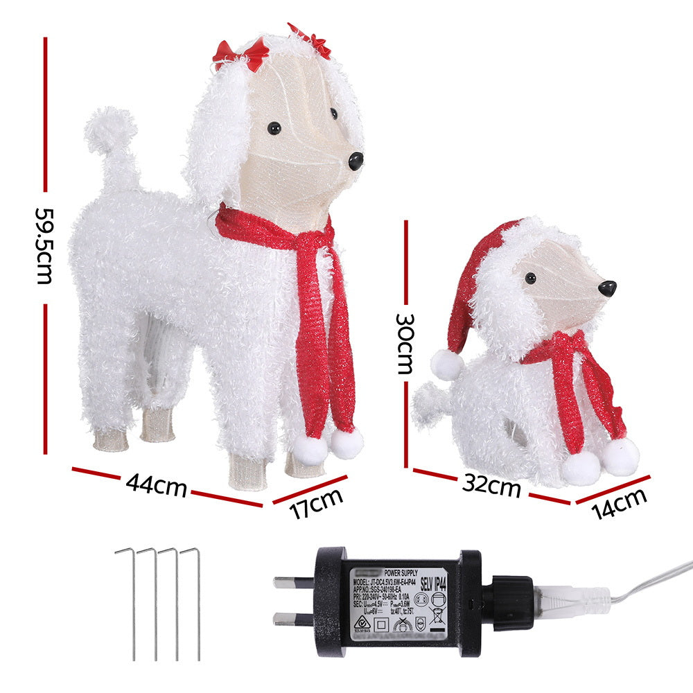 Outdoor Decorations & Lights: Jingle Jollys Christmas Lights 60 LED Fairy Light 2pcs Dog Decorations Set
