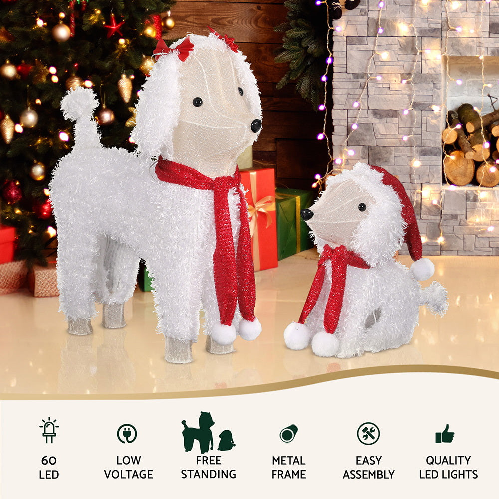 Outdoor Decorations & Lights: Jingle Jollys Christmas Lights 60 LED Fairy Light 2pcs Dog Decorations Set