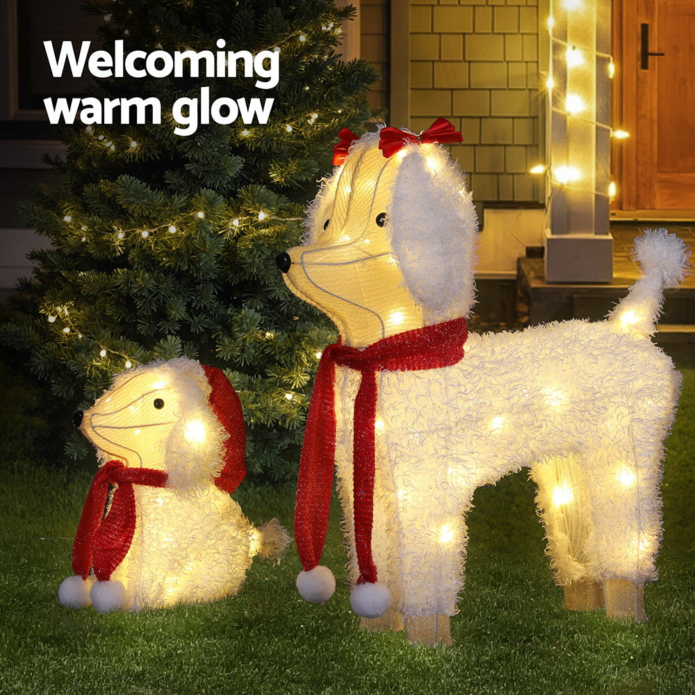 Outdoor Decorations & Lights: Jingle Jollys Christmas Lights 60 LED Fairy Light 2pcs Dog Decorations Set