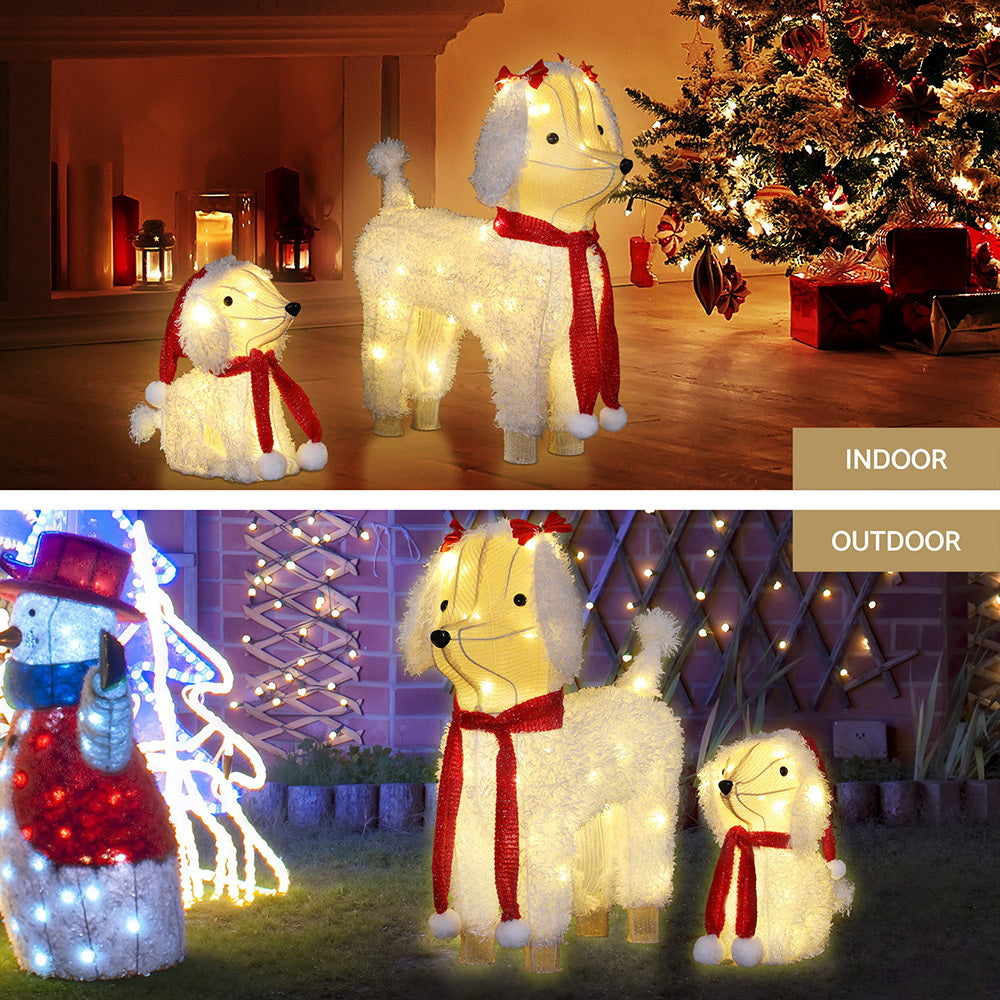 Outdoor Decorations & Lights: Jingle Jollys Christmas Lights 60 LED Fairy Light 2pcs Dog Decorations Set