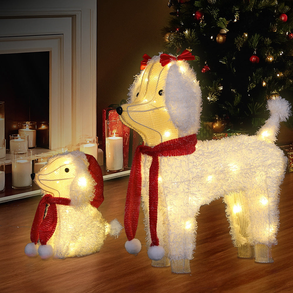 Outdoor Decorations & Lights: Jingle Jollys Christmas Lights 60 LED Fairy Light 2pcs Dog Decorations Set