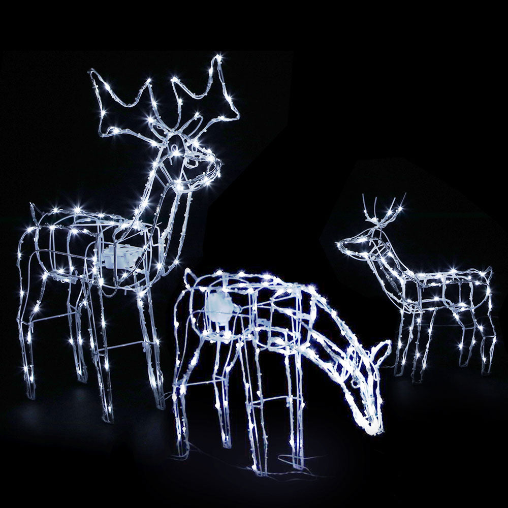 Outdoor Decorations & Lights: 3 PCS Christmas Lights Reindeers 250 LED Decorations Jingle Jollys