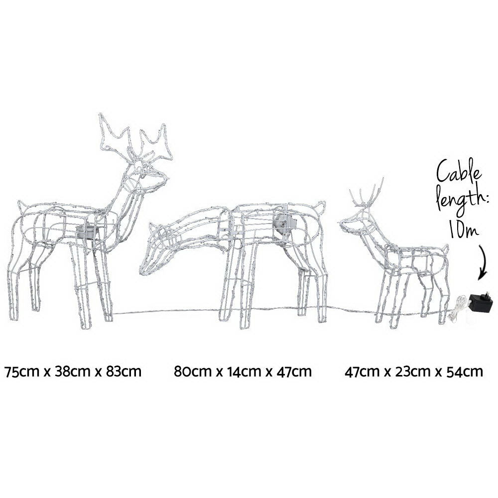 Outdoor Decorations & Lights: 3 PCS Christmas Lights Reindeers 250 LED Decorations Jingle Jollys