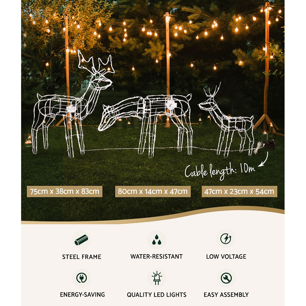Outdoor Decorations & Lights: 3 PCS Christmas Lights Reindeers 250 LED Decorations Jingle Jollys