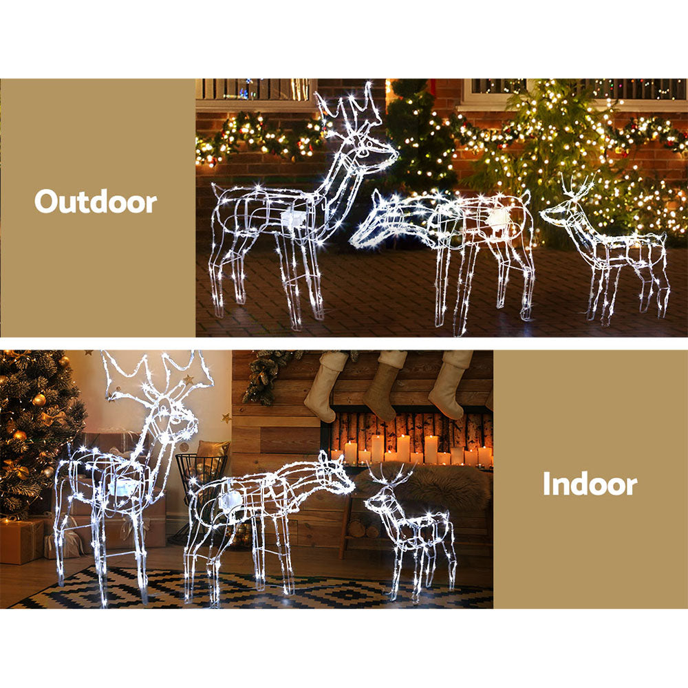 Outdoor Decorations & Lights: 3 PCS Christmas Lights Reindeers 250 LED Decorations Jingle Jollys
