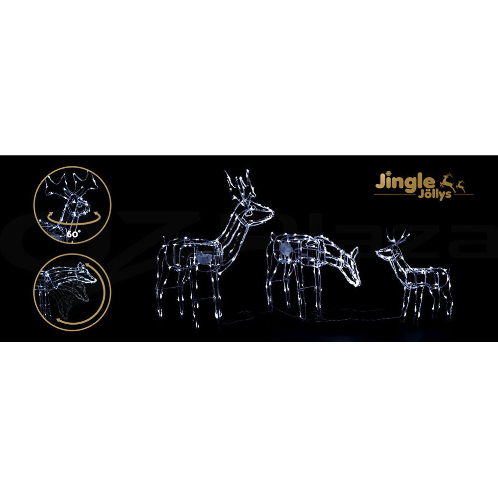 Outdoor Decorations & Lights: 3 PCS Christmas Lights Reindeers 250 LED Decorations Jingle Jollys