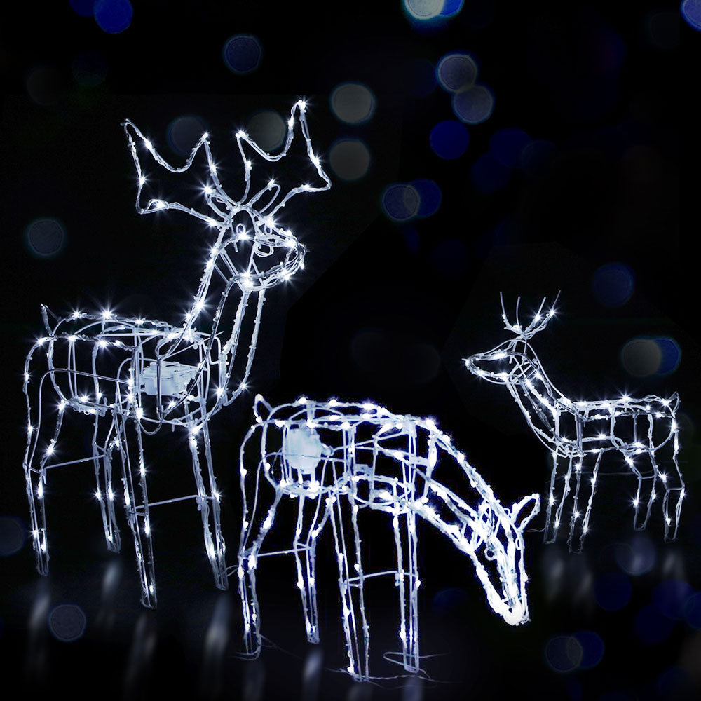 Outdoor Decorations & Lights: 3 PCS Christmas Lights Reindeers 250 LED Decorations Jingle Jollys