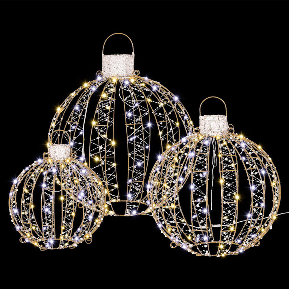Outdoor Decorations & Lights: 3 PCS Christmas Lights 360 LED Fairy Light Ball Decorations Jingle Jollys