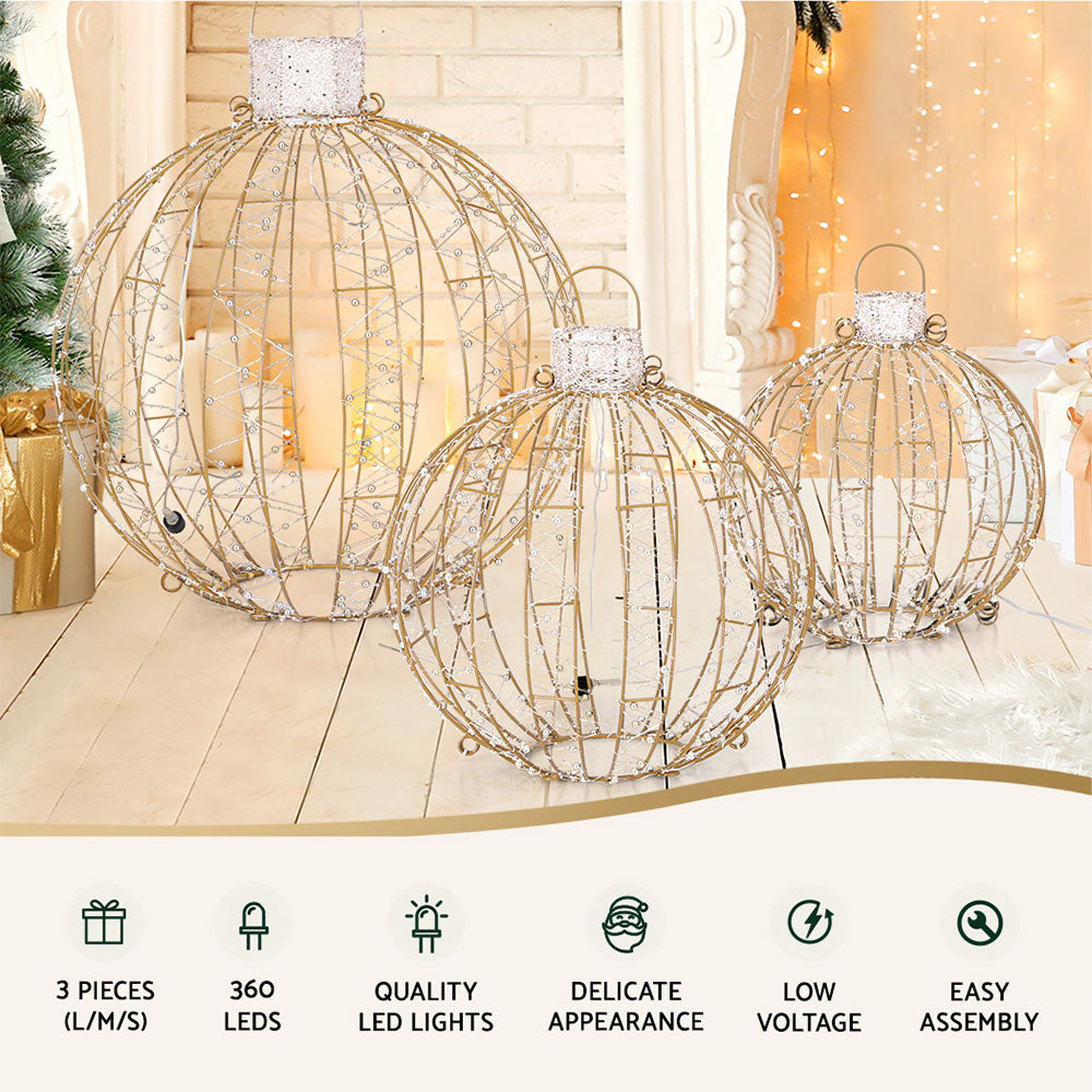 Outdoor Decorations & Lights: 3 PCS Christmas Lights 360 LED Fairy Light Ball Decorations Jingle Jollys