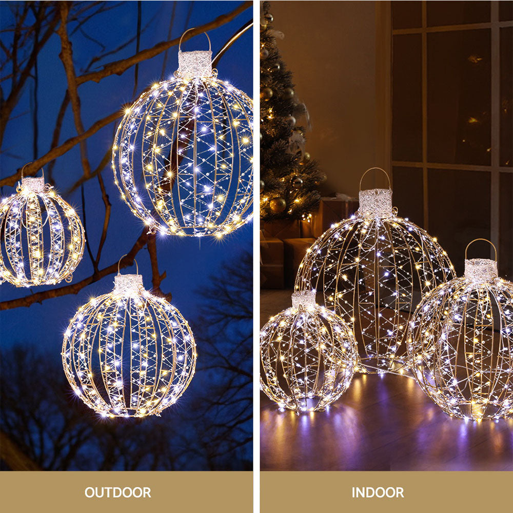 Outdoor Decorations & Lights: 3 PCS Christmas Lights 360 LED Fairy Light Ball Decorations Jingle Jollys