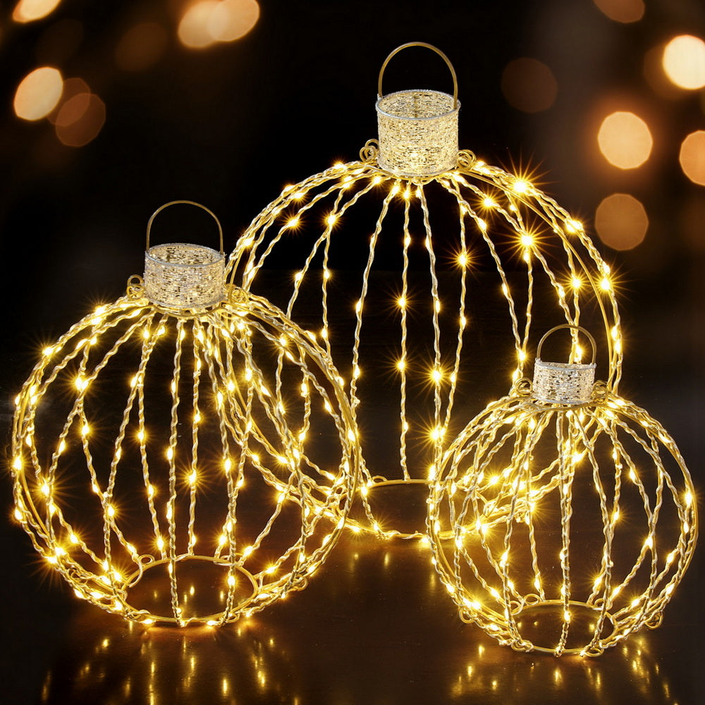 Jingle Jollys Christmas Lights 320 LED Fairy Light 3pcs Ball Decorations Set