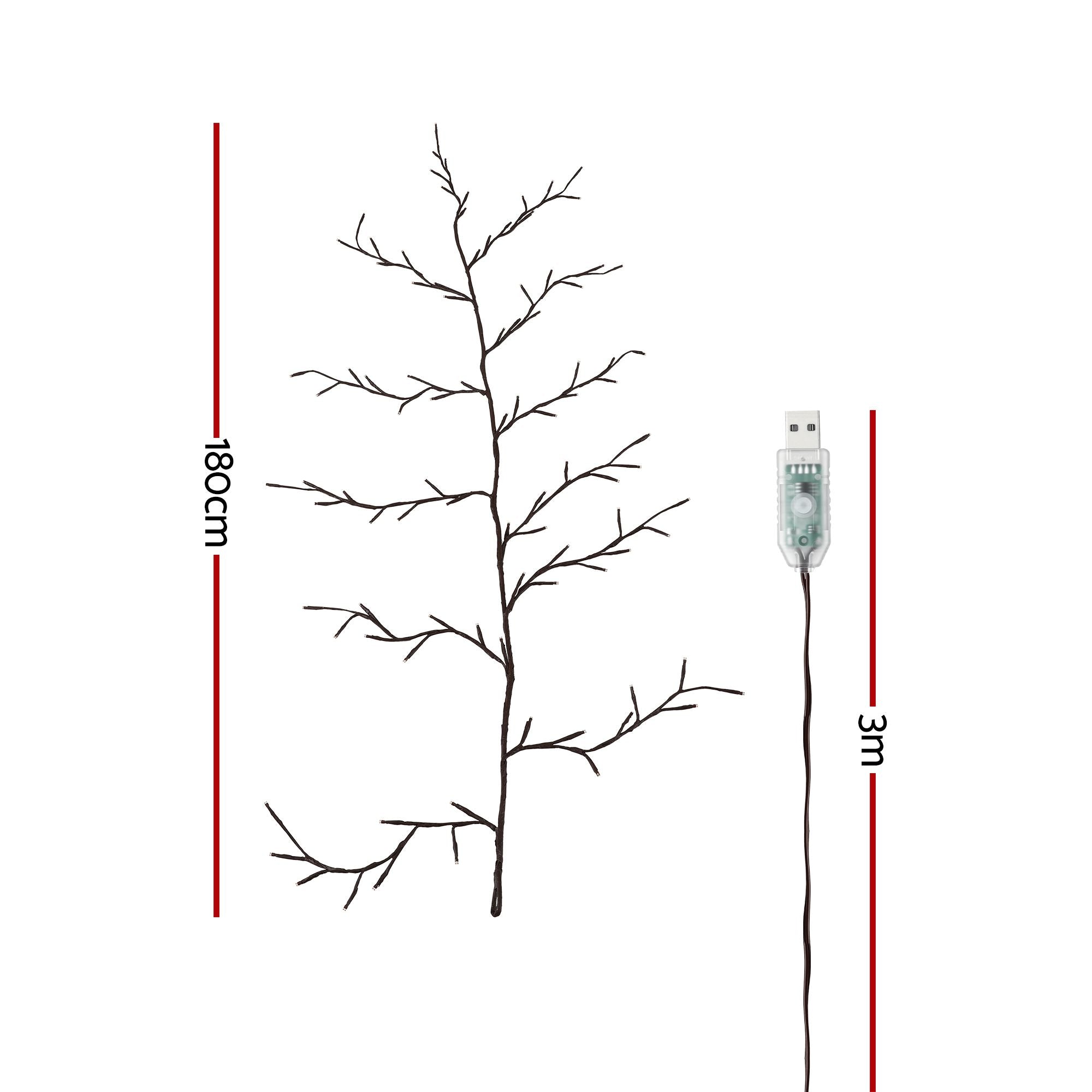 Jingle Jollys Christmas Willow Vine Lights Branch LED Fairy DIY Wall Decor 1.8m Warm White