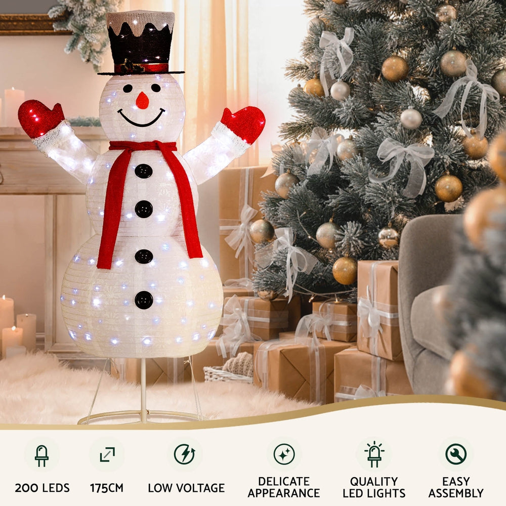 Outdoor Decorations & Lights: 1.7M Christmas Lights 200 LED Fairy Light Snowman Decorations Jingle Jollys