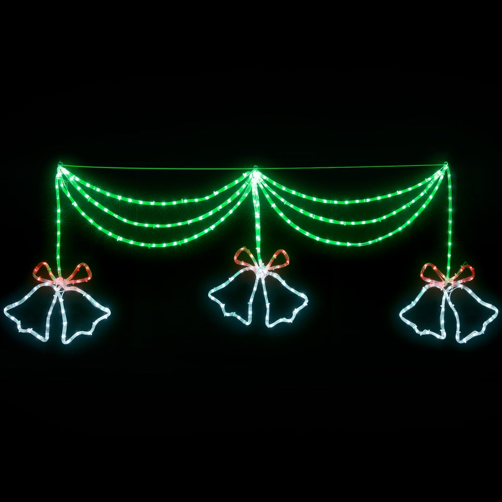 Outdoor Decorations & Lights: 1.8M Christmas Lights 288 LED Bell Motif Light Decorations Jingle Jollys