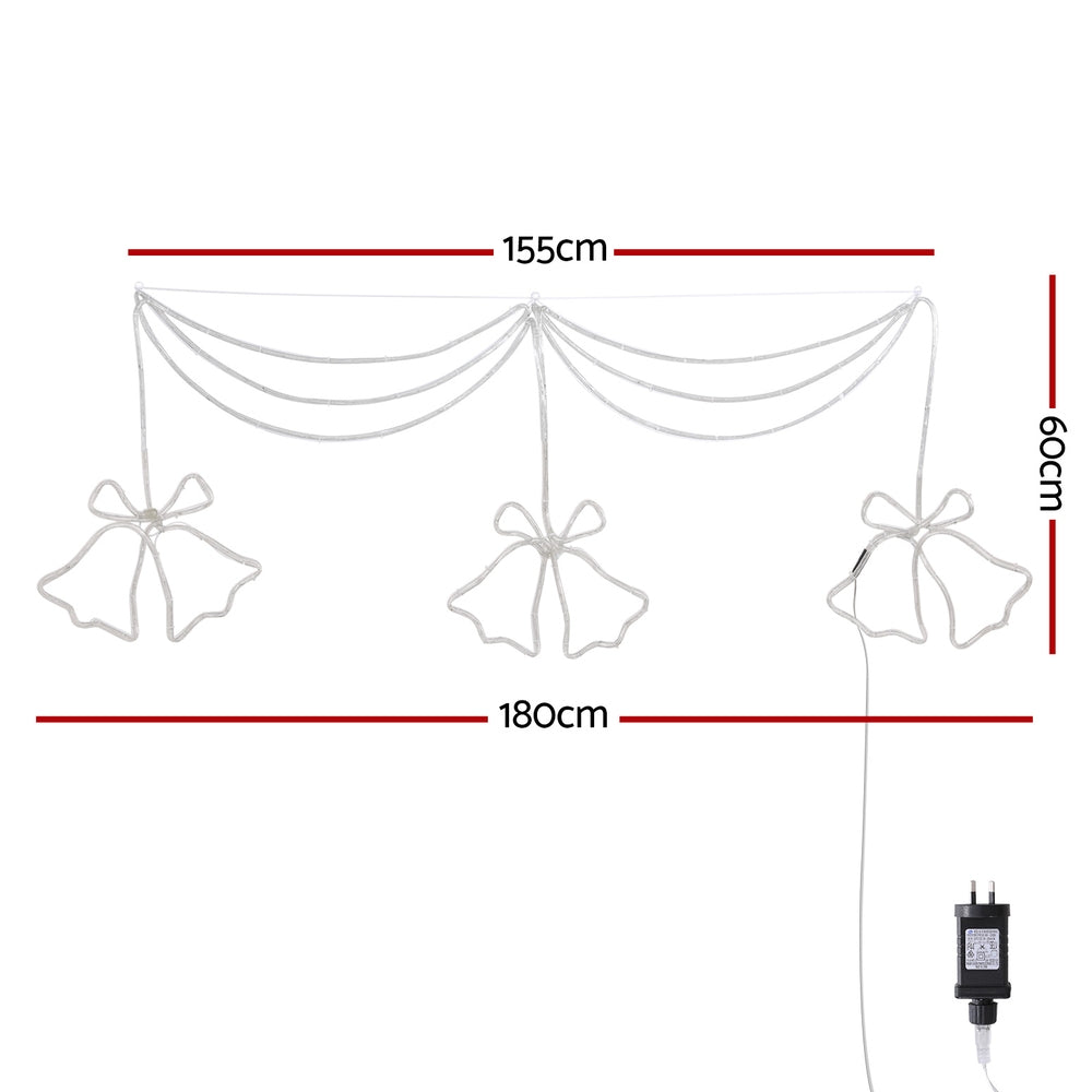 Outdoor Decorations & Lights: 1.8M Christmas Lights 288 LED Bell Motif Light Decorations Jingle Jollys