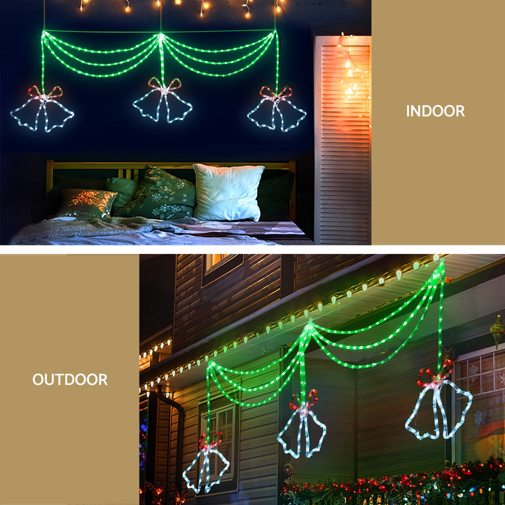 Outdoor Decorations & Lights: 1.8M Christmas Lights 288 LED Bell Motif Light Decorations Jingle Jollys