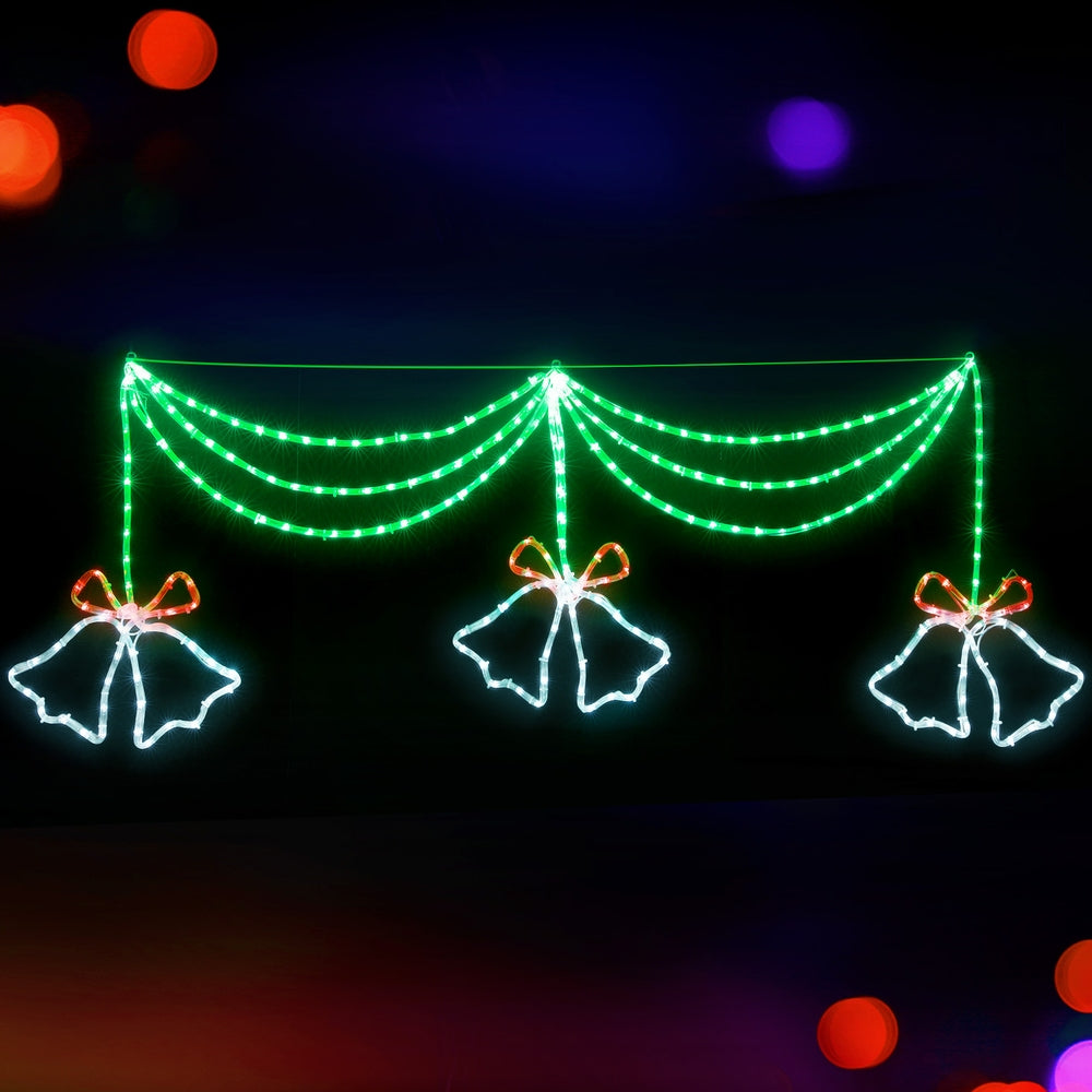 Outdoor Decorations & Lights: 1.8M Christmas Lights 288 LED Bell Motif Light Decorations Jingle Jollys