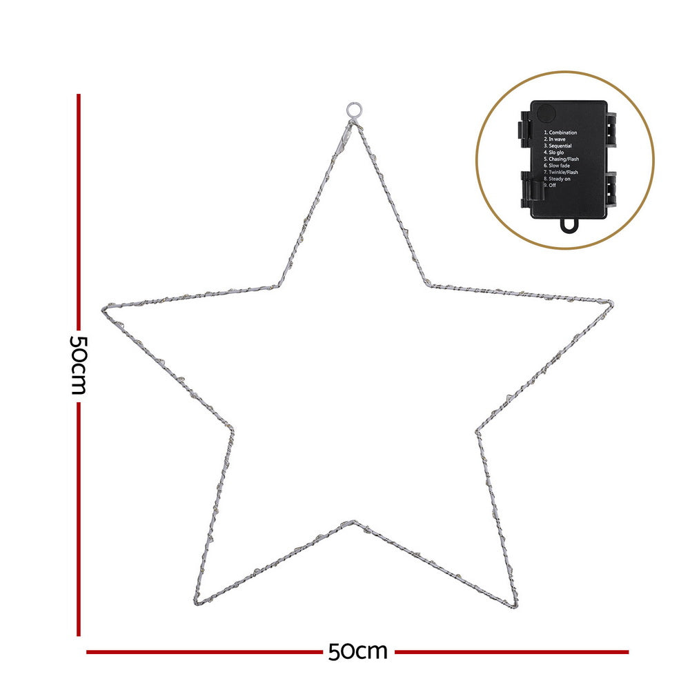 Outdoor Decorations & Lights: Jingle Jollys Christmas Lights 50cm Star 70 LED Xmas Decorations