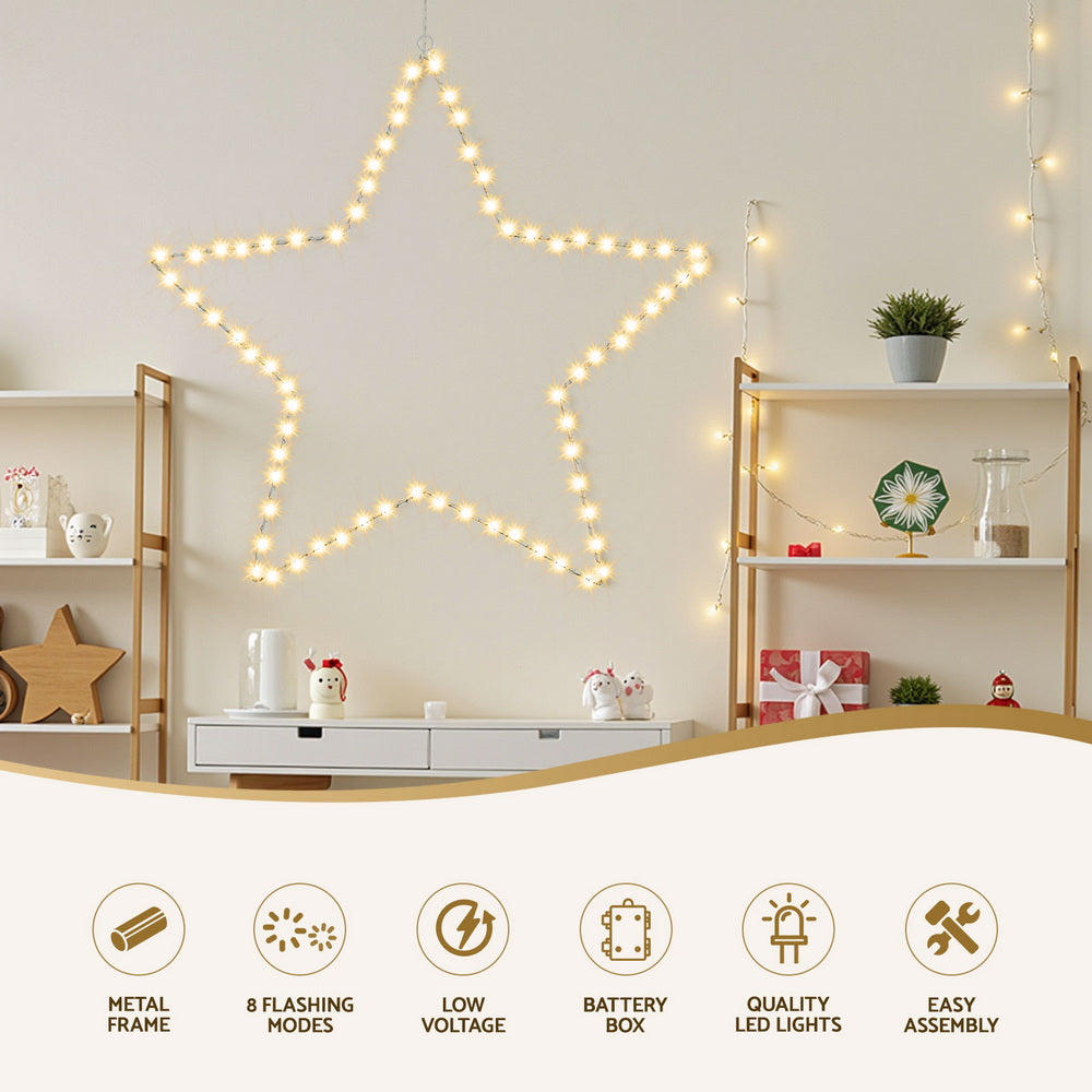 Outdoor Decorations & Lights: Jingle Jollys Christmas Lights 50cm Star 70 LED Xmas Decorations