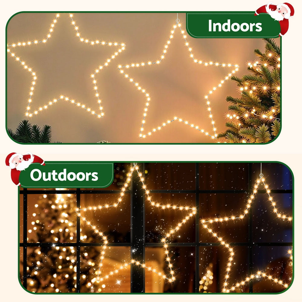 Outdoor Decorations & Lights: Jingle Jollys Christmas Lights 50cm Star 70 LED Xmas Decorations