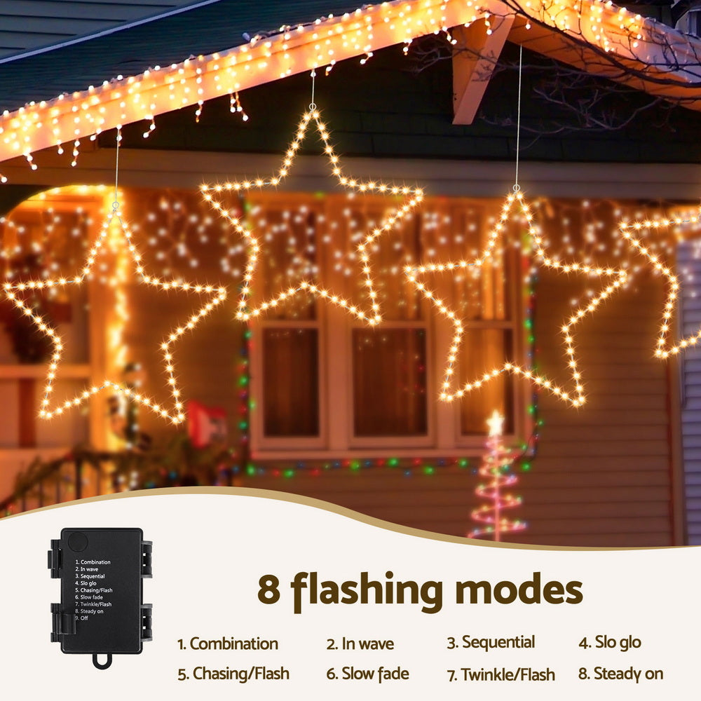 Outdoor Decorations & Lights: Jingle Jollys Christmas Lights 50cm Star 70 LED Xmas Decorations