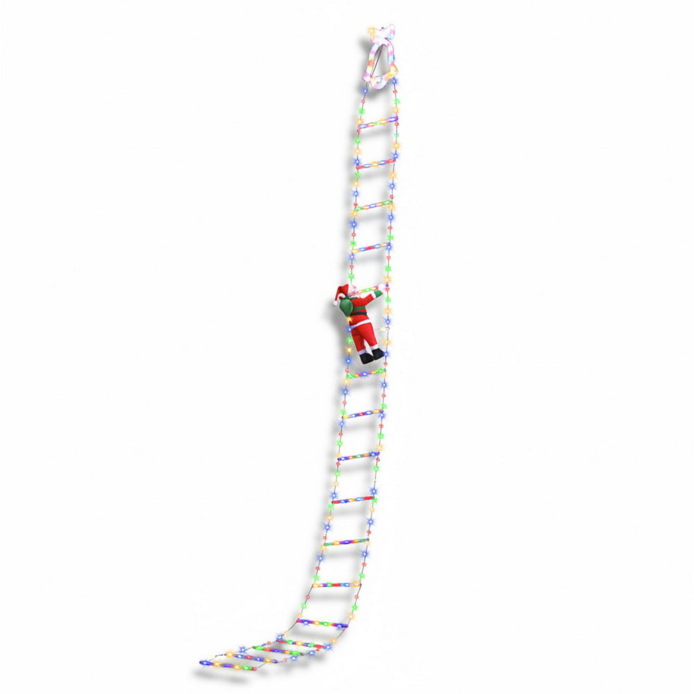 Outdoor Decorations & Lights: Jingle Jollys 3.5M Christmas Lights 300 LED Ladder Light with Santa Claus Decor