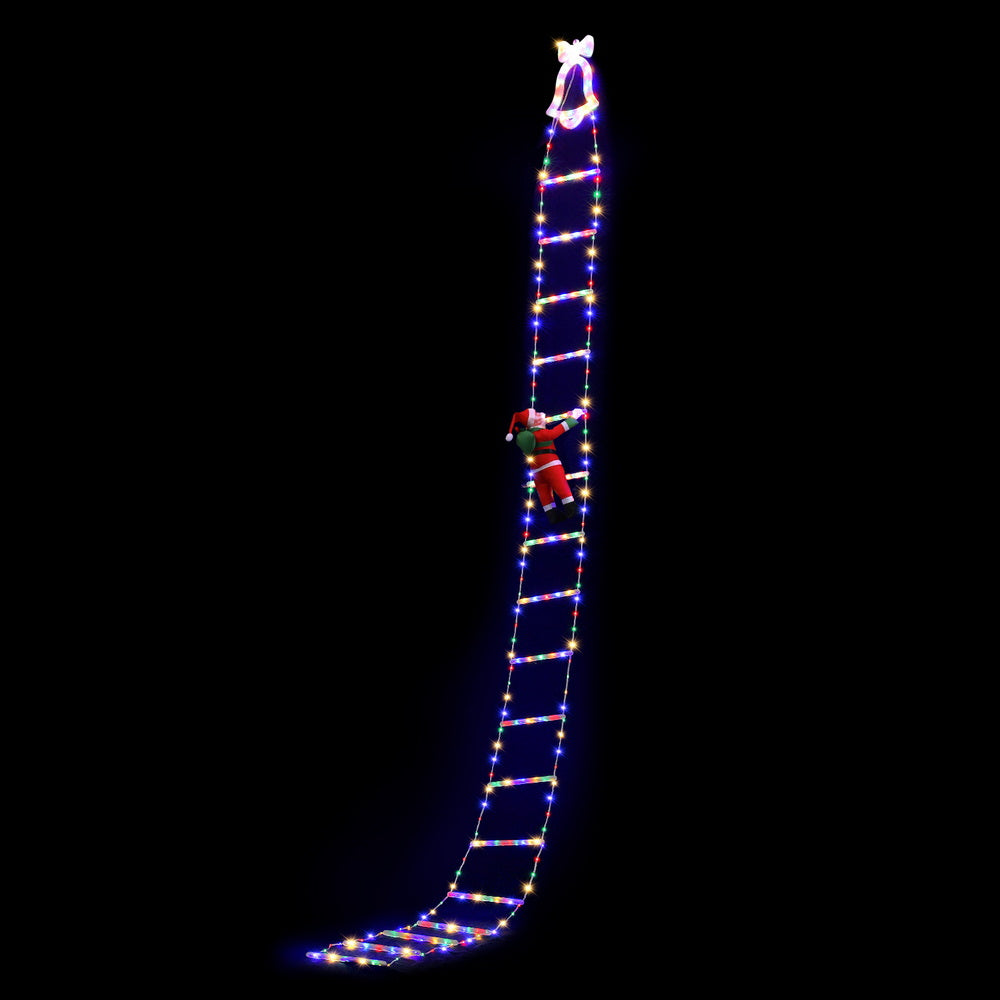 Outdoor Decorations & Lights: Jingle Jollys 3.5M Christmas Lights 300 LED Ladder Light with Santa Claus Decor