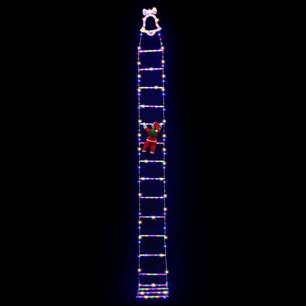 Outdoor Decorations & Lights: Jingle Jollys 3.5M Christmas Lights 300 LED Ladder Light with Santa Claus Decor