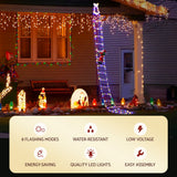 Outdoor Decorations & Lights: Jingle Jollys 3.5M Christmas Lights 300 LED Ladder Light with Santa Claus Decor