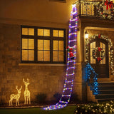 Outdoor Decorations & Lights: Jingle Jollys 3.5M Christmas Lights 300 LED Ladder Light with Santa Claus Decor