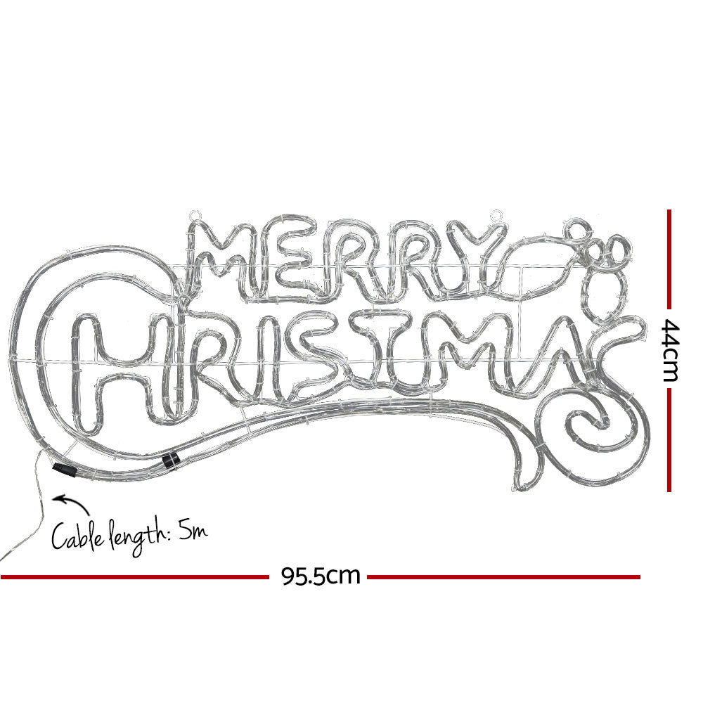 Outdoor Decorations & Lights: 0.96M Christmas Lights Merry Christmas 288 LED Decorations Jingle Jollys