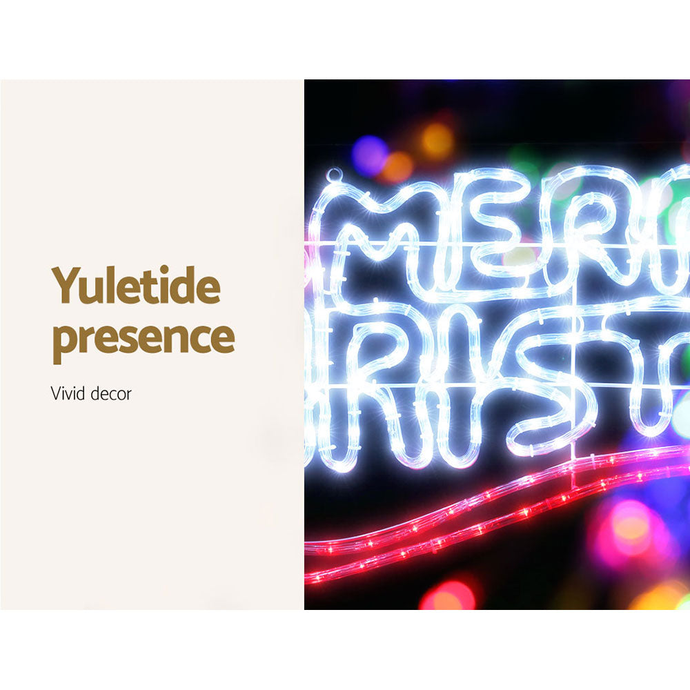 Outdoor Decorations & Lights: 0.96M Christmas Lights Merry Christmas 288 LED Decorations Jingle Jollys